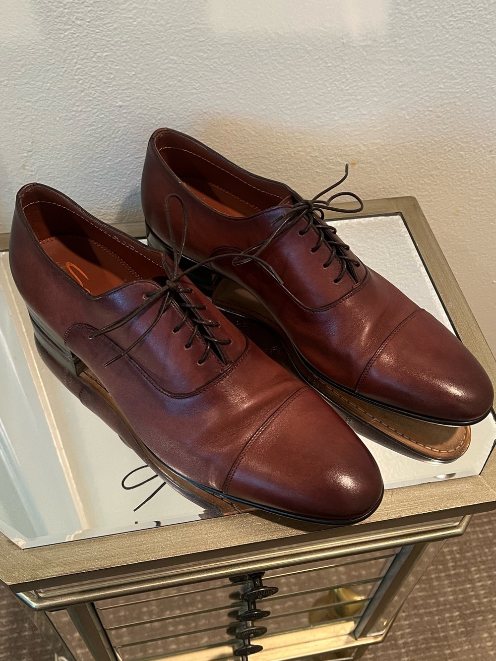 Santoni Men’s Darian-2 Brown Leather Cap-Toe Derby Oxfords Size 11.5